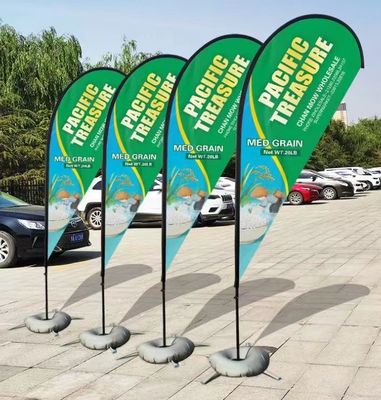 Advertising Custom Logo Printing Rectangle Teardrop Feather Aluminum and Fiberglass flag Pole Beach Flag Banner